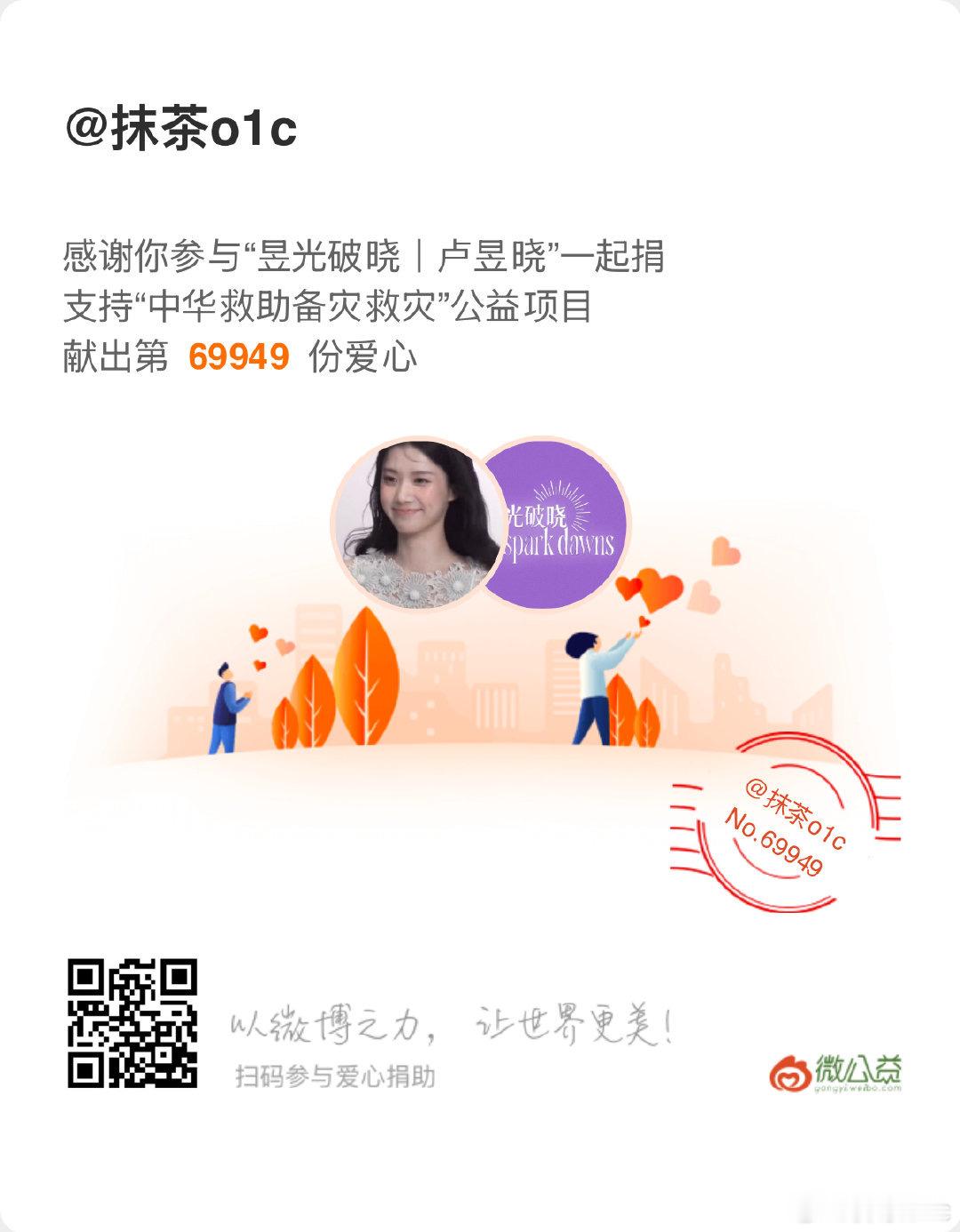 卢昱晓  愿受灾民众平安 