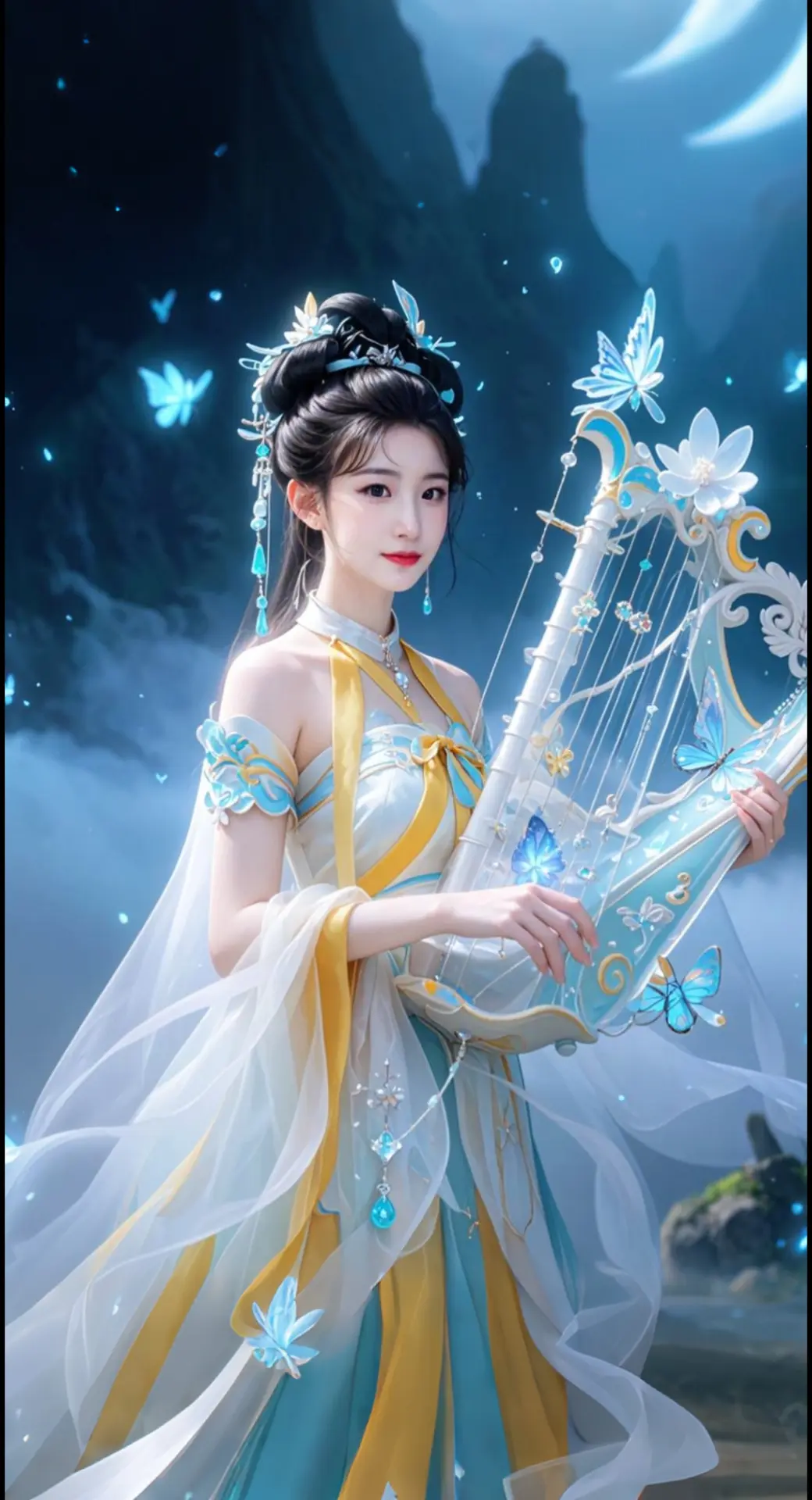 AI扩图 AI幻琴花舞