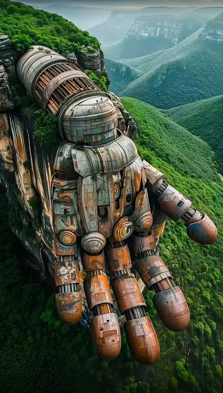 巨手擎天立，铁甲耀日辉。#一画开天！# #通天紋，# #神人构圖#
