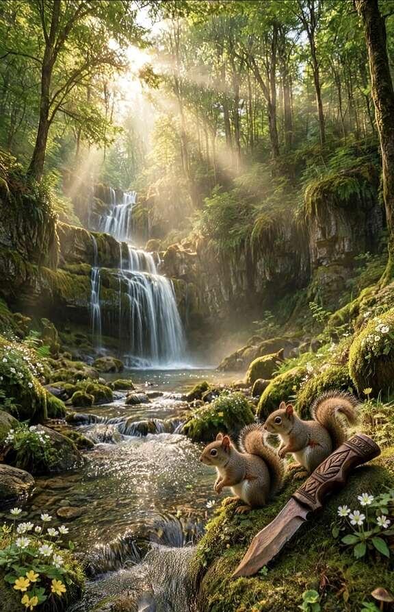误入精灵森林遇到小松鼠🐿🐿
误入宫崎骏的森林🐿️✨
	
在阳光照进的深林里