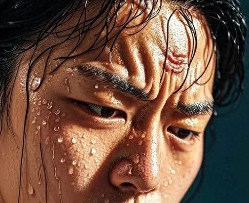 愁容布满面，
满头全是汗。
为了老和小，
必须加油干。