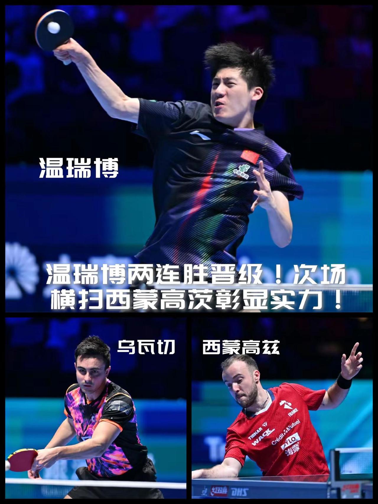 【温瑞博次战击败西蒙高茨，以两连胜姿态晋级十六强！】温瑞博3-1乌瓦切，3-0西