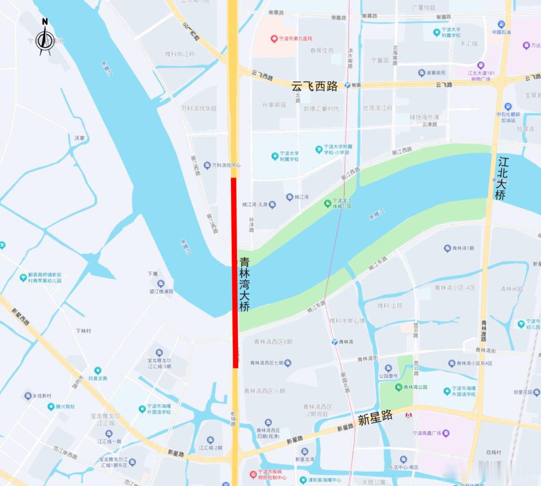宁波青林湾大桥通行全面升级 青林湾大桥横跨余姚江，连通海曙与江北，是宁波重要跨区