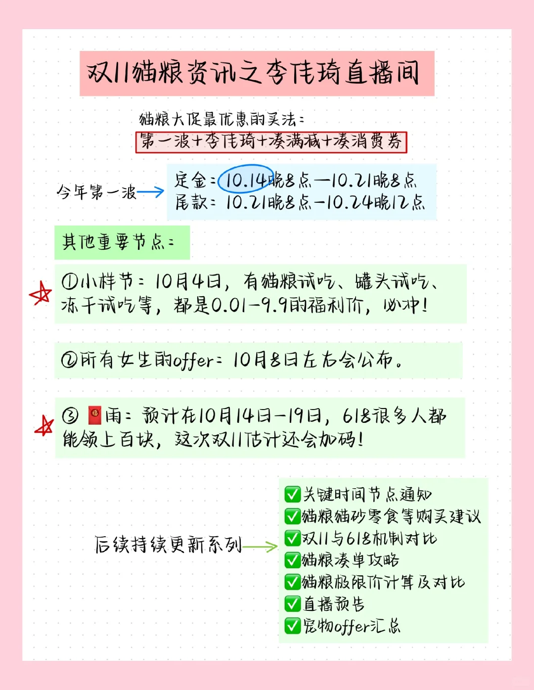 猫猫家长进！你要的双十一资讯来啰～～