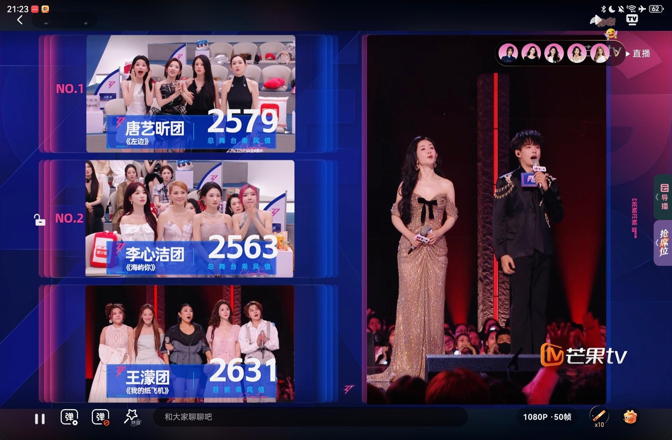 王濛团双人舞台目前是今天所有舞台最高的一组865而四公总乘风值加起来是2631，
