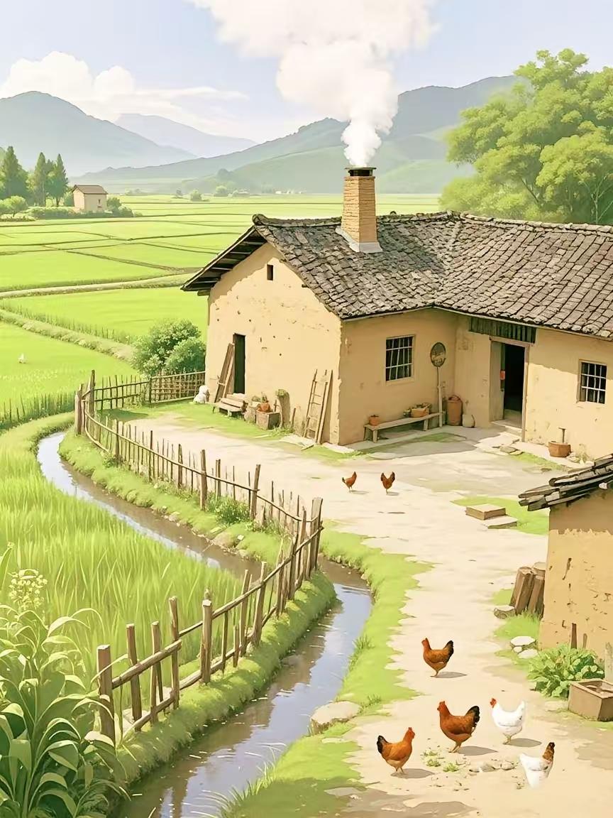 清江引·浅夏村舍
晨溪漫绕村烟缈，
野径花铺草。
风柔香满皋，
篱静藤垂豆角，