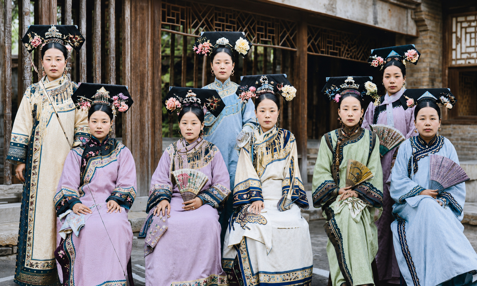 1900-1910年，满族女子合影 