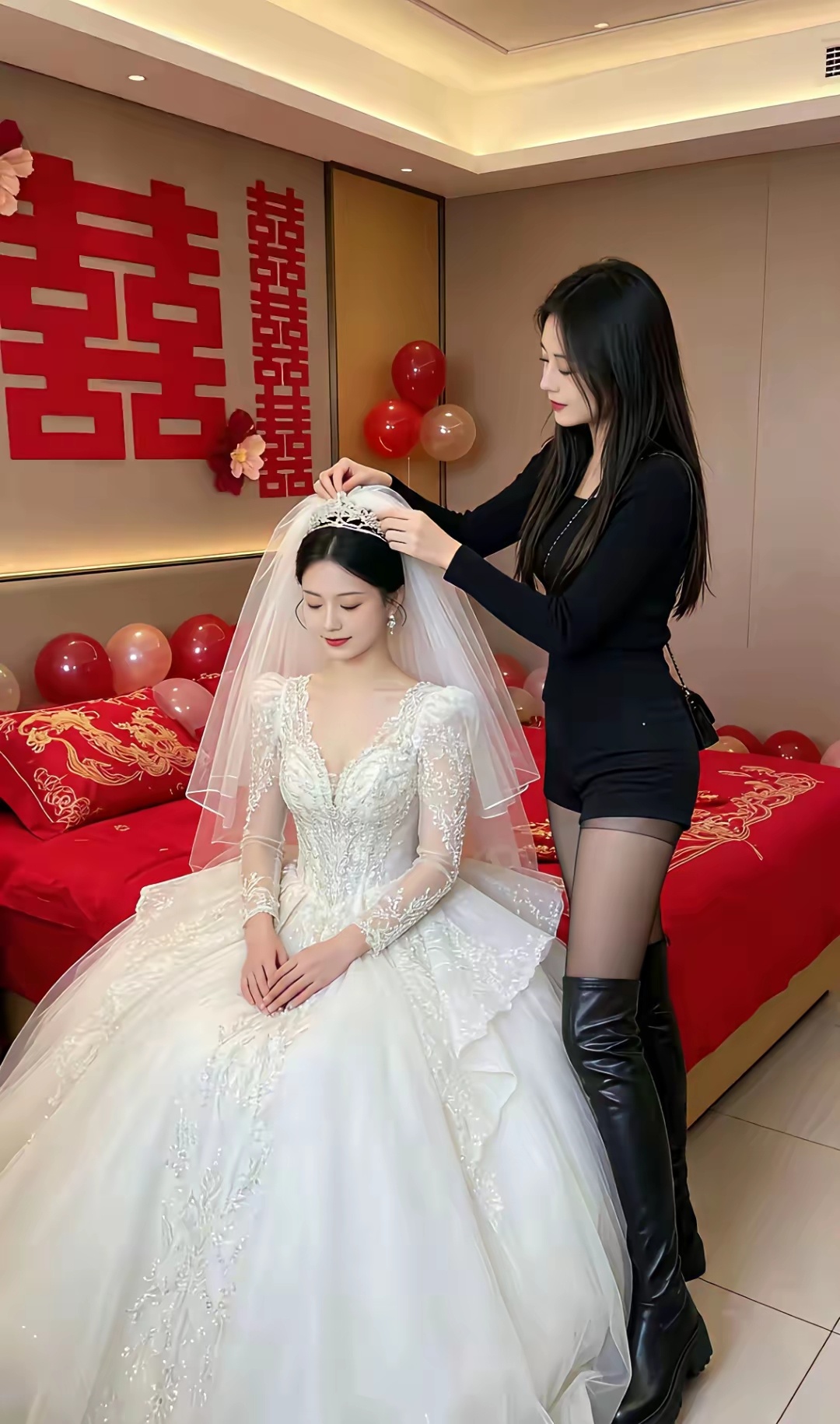 怎么感觉化妆师比新娘还好看。 