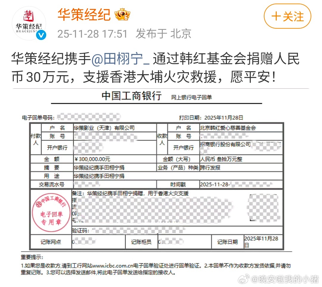 田栩宁捐了 30 万