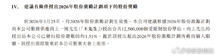 乐华娱乐寻求与王一博的长期合作乐华建议向王一博授出股份奖励 据乐华娱乐25日公开