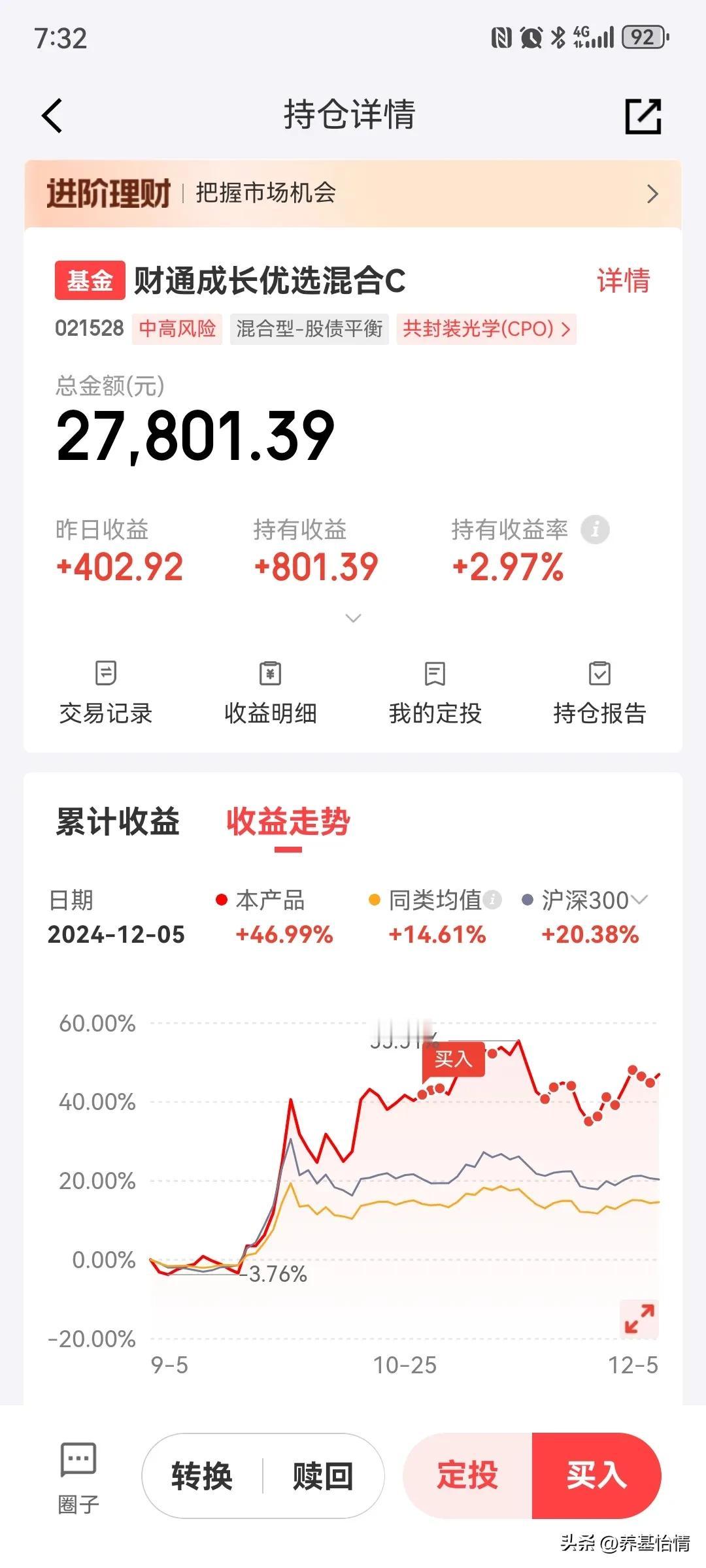 反弹先锋薅羊毛的基金也开始赚钱了！近一个月从最开始2000减15元定投，到现在2