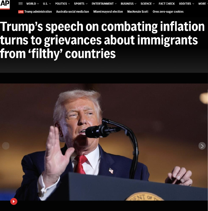 #特朗普抱怨为什么收垃圾国家移民#【特朗普：为什么只接收“垃圾国家”的人？为什么