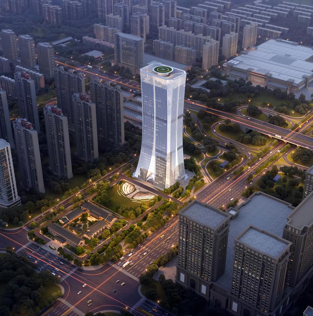 北二环旁诞生“西安尊”超高，160米大明宫明悦大厦正式开工。项目位于太华路立交西