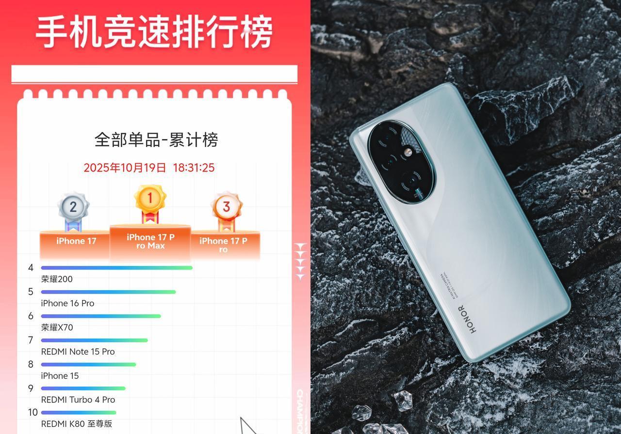 万万没想到，荣耀200突然成了双十一的香饽饽，目前累计销量排在安卓阵营第一位，打