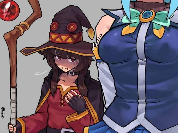 为美好的世界献上祝福：从慧慧的视角。
看达克尼斯、阿库娅和维兹的欧派，慧慧都要自