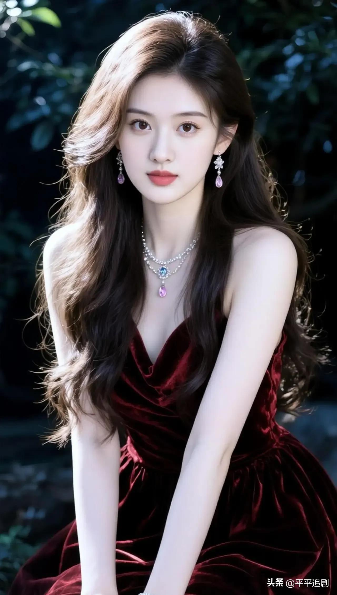 酒红丝绒裹着温柔，林间光影衬着明艳，是落入凡间的浪漫公主✨
暗红丝绒感穿搭 黑丝