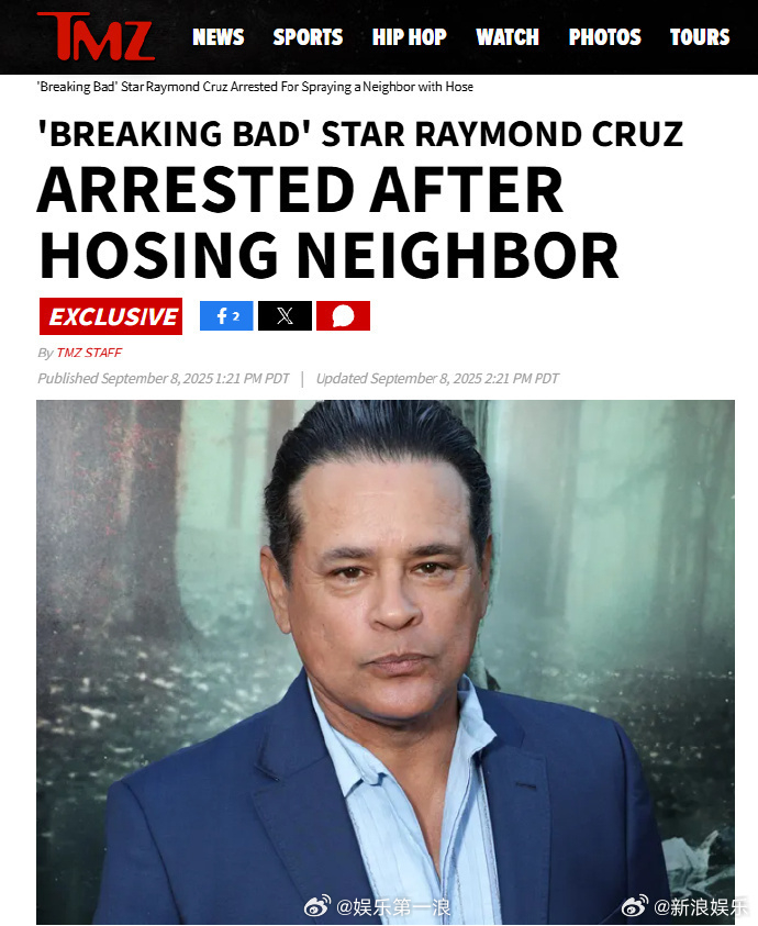 绝命毒师演员攻击儿童被捕 据TMZ，《绝命毒师》演员Raymond Cruz因用