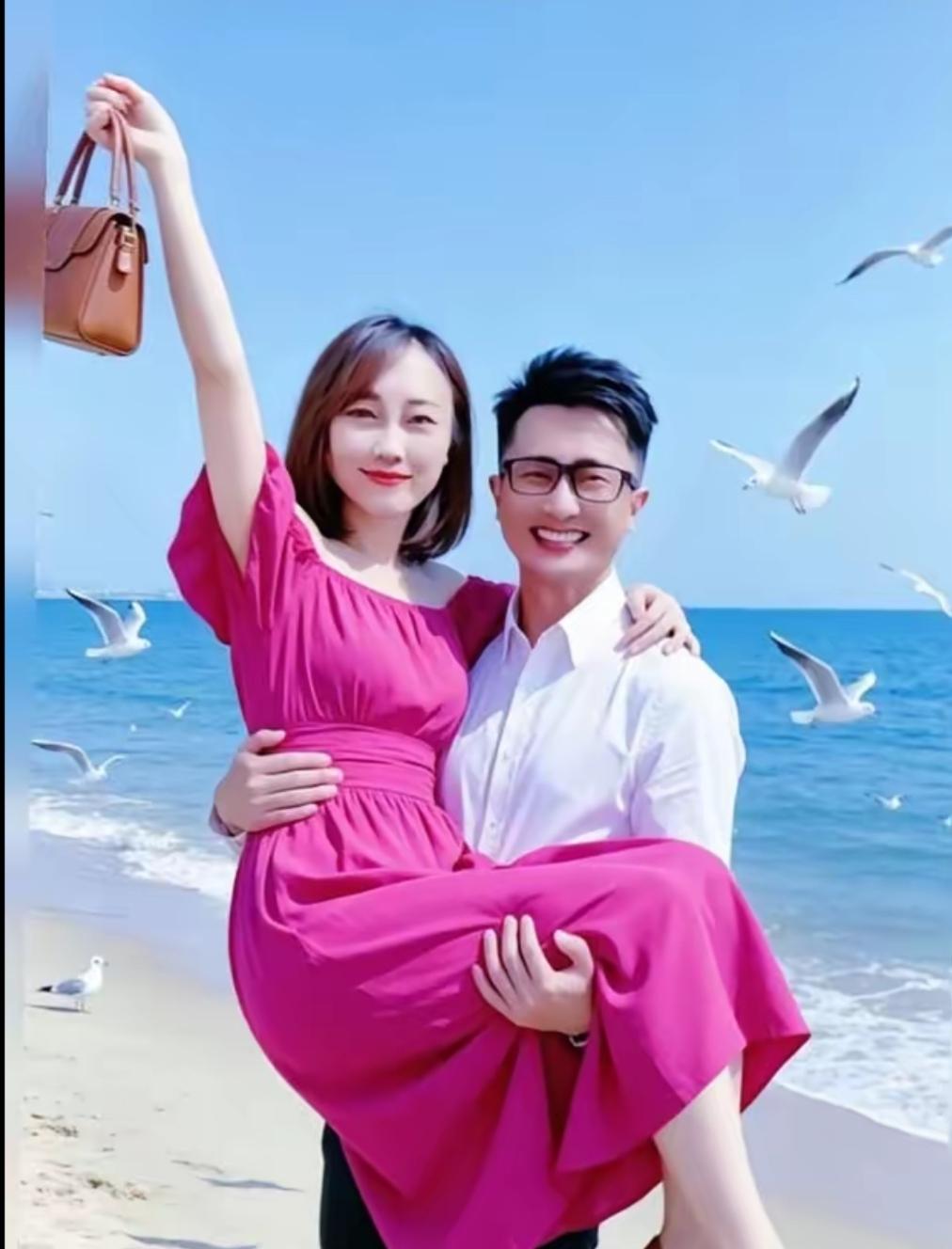 海边沙滩上的这对小年轻太养眼了，男的帅气，女的清纯。   
        原来