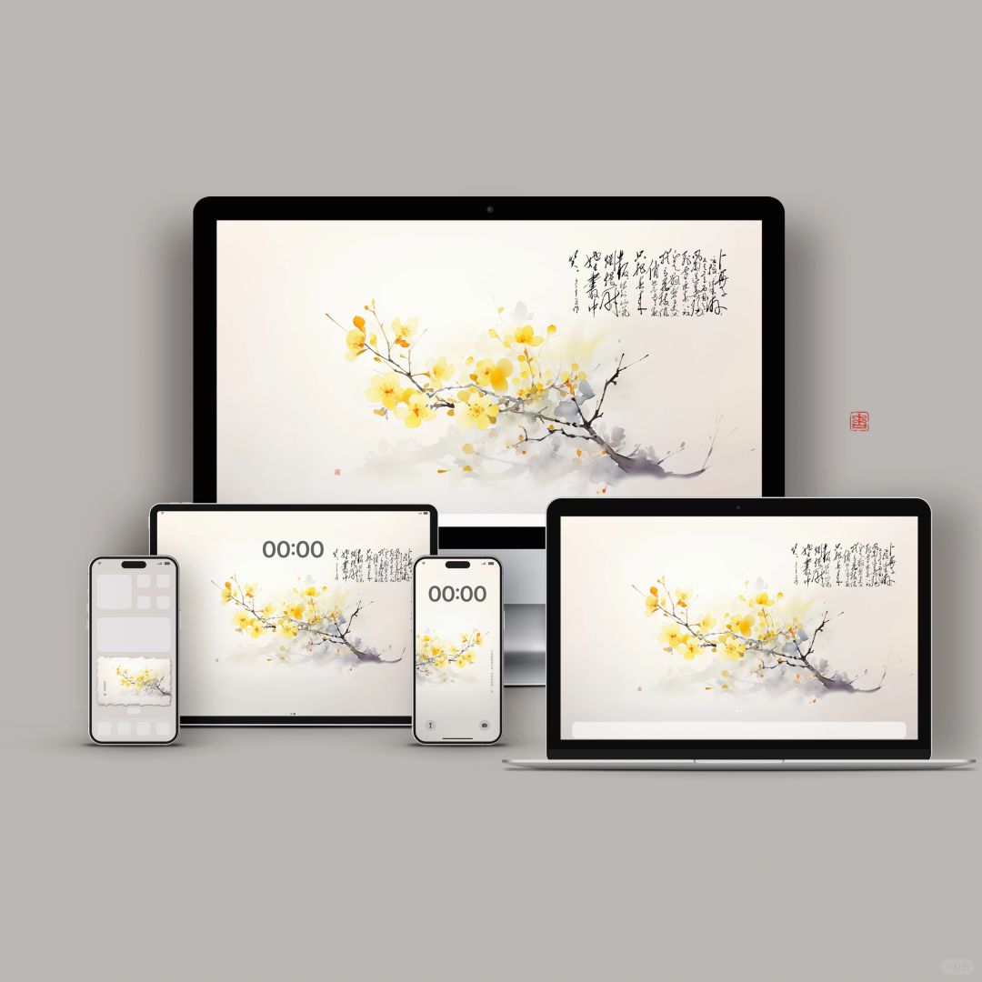 6寸屏/电脑平板套装｜腊梅报春
