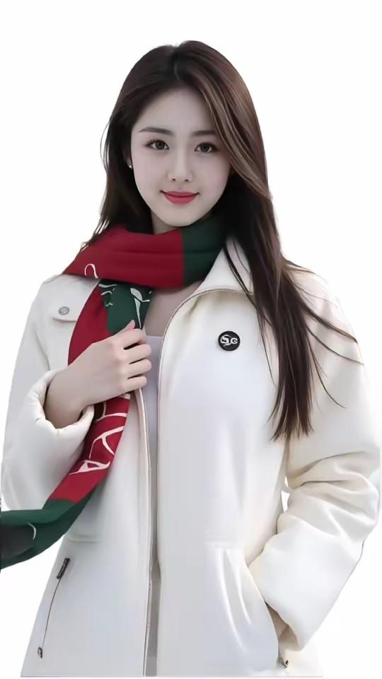 冬日穿搭指南：白色羽绒服+红绿围巾，温暖又时尚！🌟👗🧣
