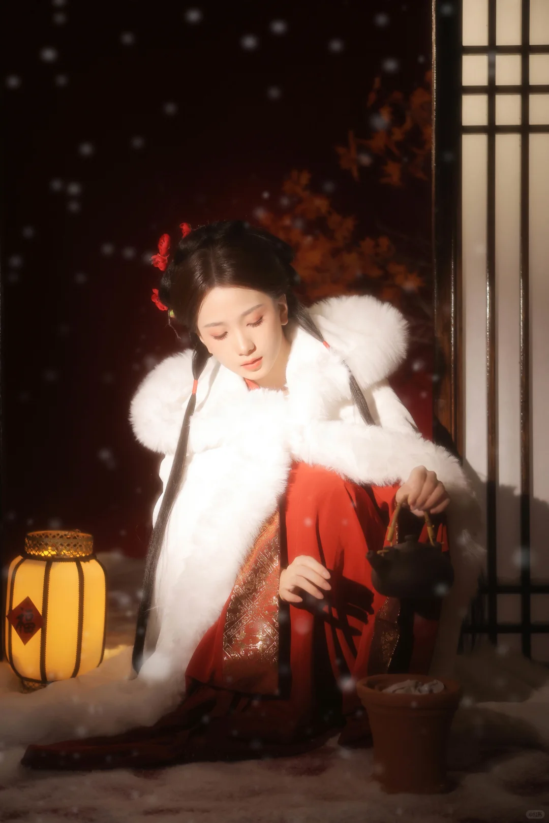 汉服和雪景的适配度拉满了