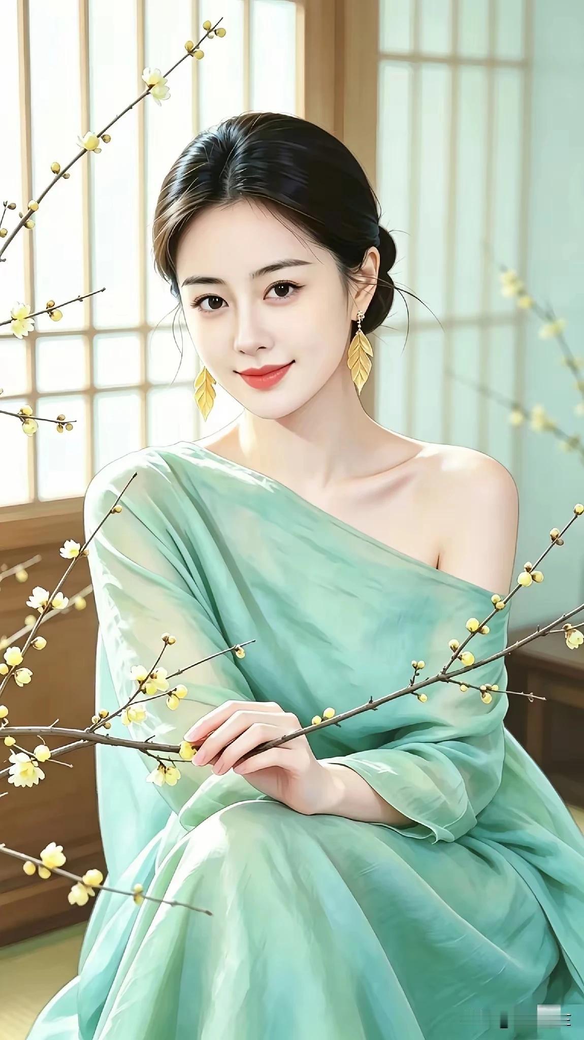 上联:静赏寒梅凝雅韵，
下联:疏影横斜盈暗香。
