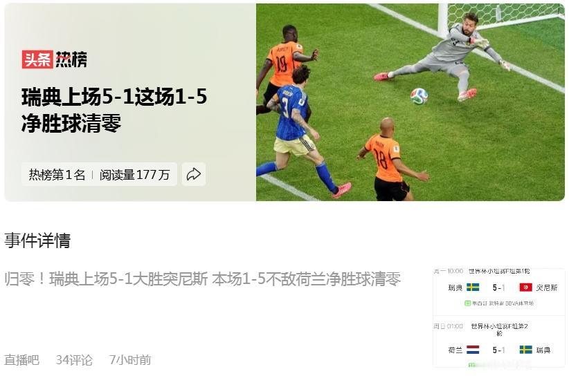 荷兰5-1瑞典的深层解构——战术归零与战略重置
 
 
四天前，瑞典5-1横扫突