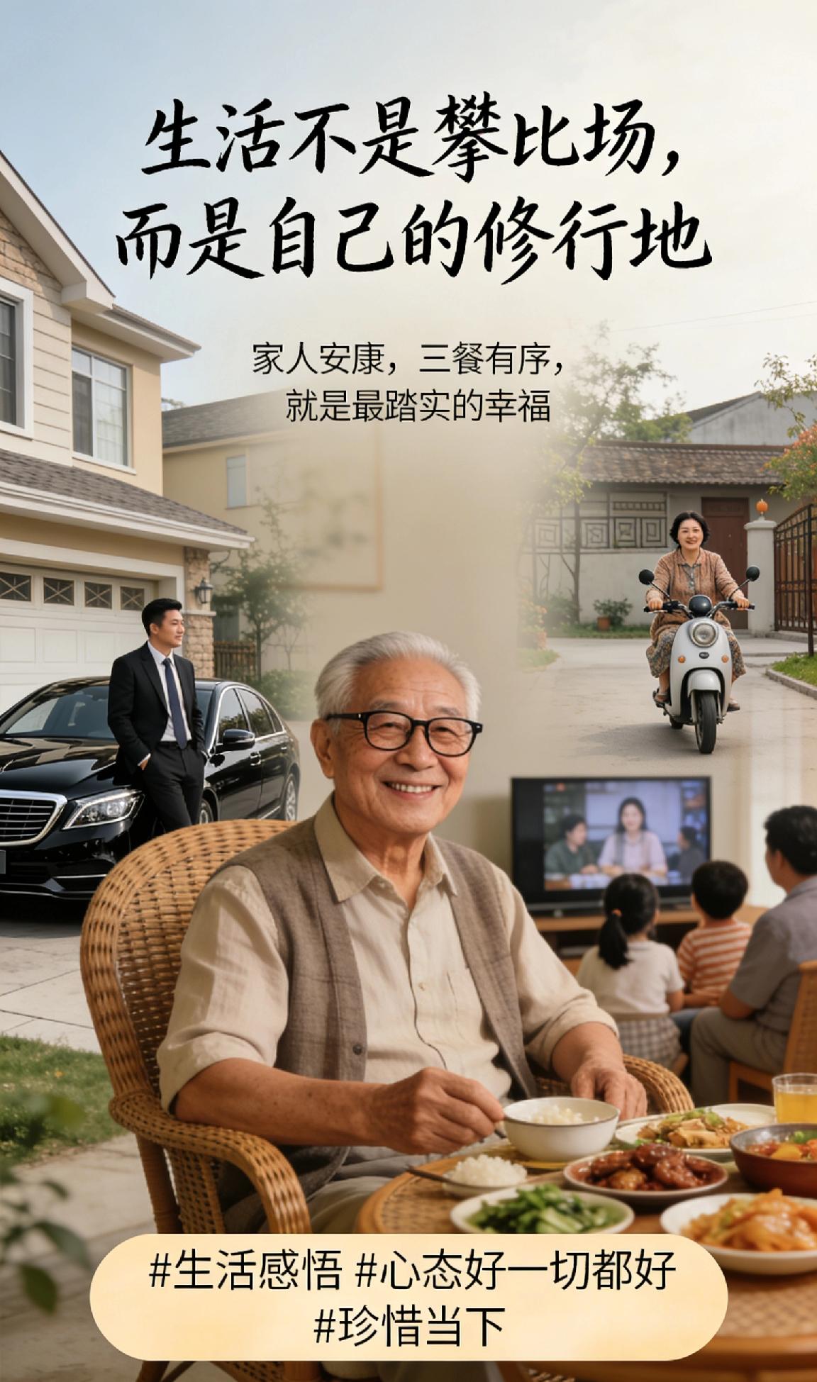 人到了一定年纪才慢慢懂，生活从来都不是攀比场，而是自己的修行地。总有人开着豪车住