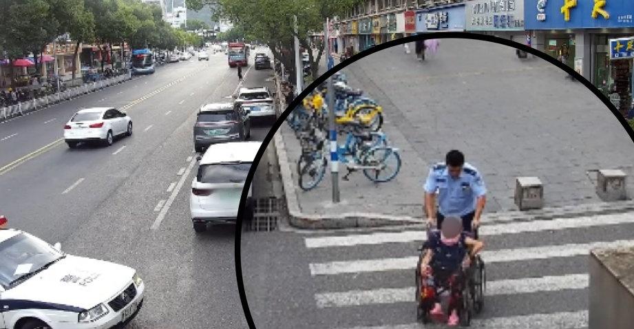 ​​     一条对于常人仅需几秒便能通过的四米宽人行道，一位白发老人却因力竭而