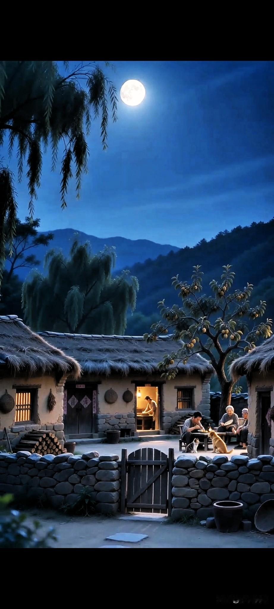 分享农家小院田园风以下图片中的乡村小院，是我向往的乡村生活。夜色漫过青山，圆月悬