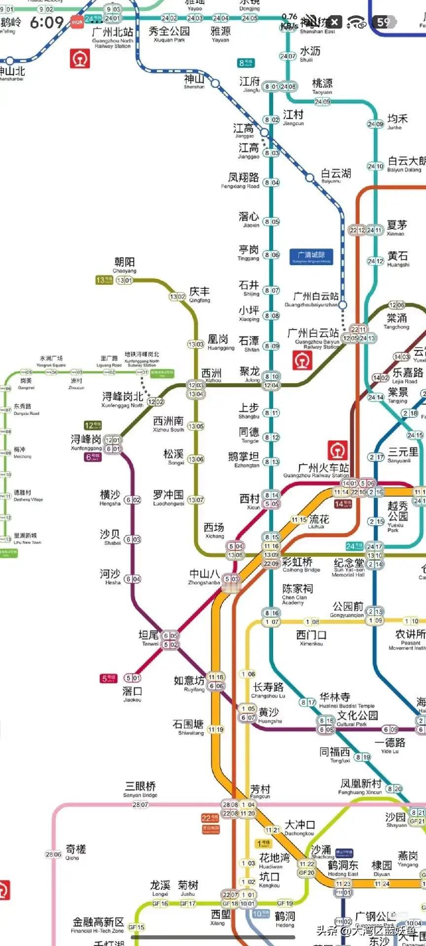 广州13号线这个设计，很多坐过的人都要吐槽。6号线是越秀、天河非常重要的通勤大动
