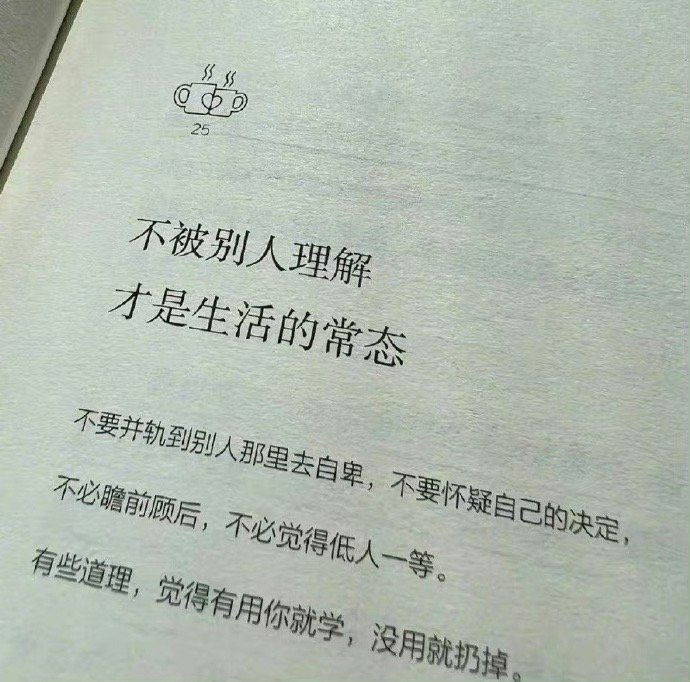 “ 不被别人理解，才是生活的常态。” 