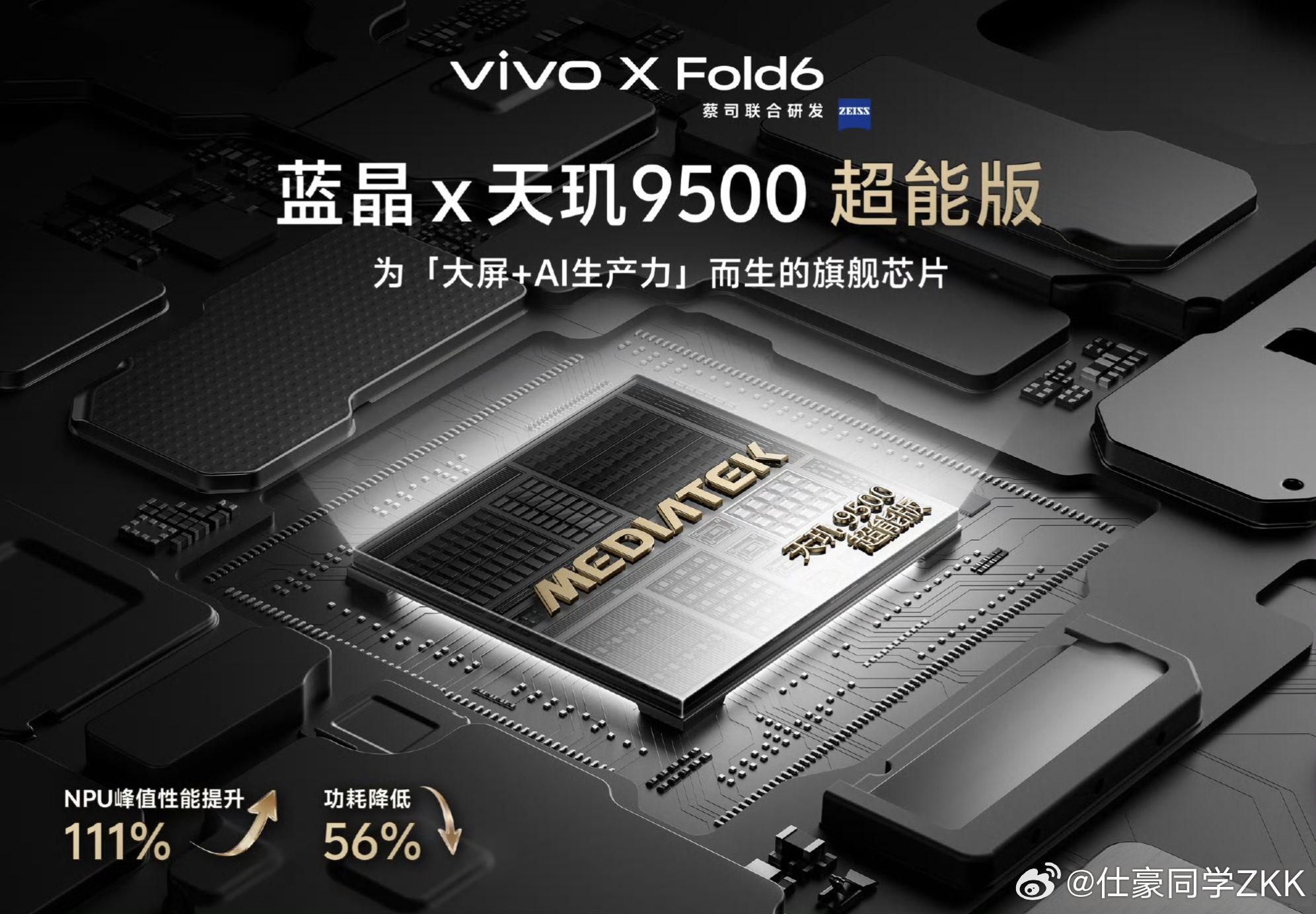 vivo X Fold6 搭载蓝晶×天玑9500超能版，众所周知：天玑调校看蓝厂