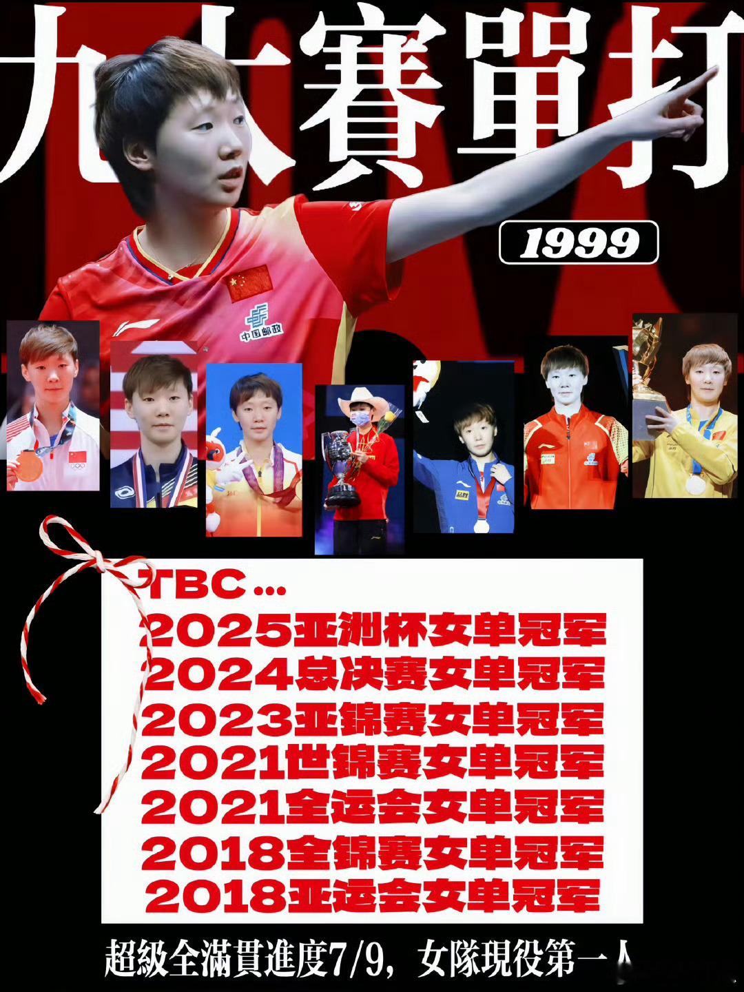 王曼昱穿国乒队服参加表彰大会  迄今为止已为国家和本省夺得12枚三大赛金牌、8枚