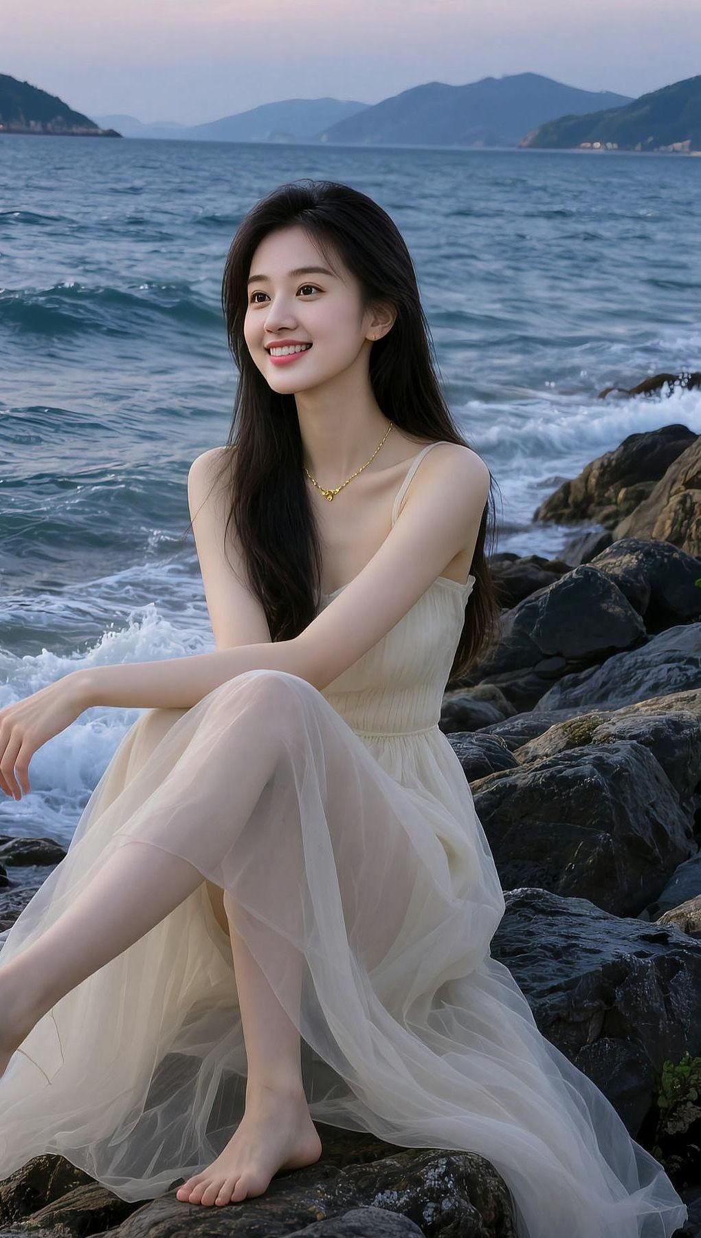 AI海畔柔美写真 抖音ai创作 高颜值