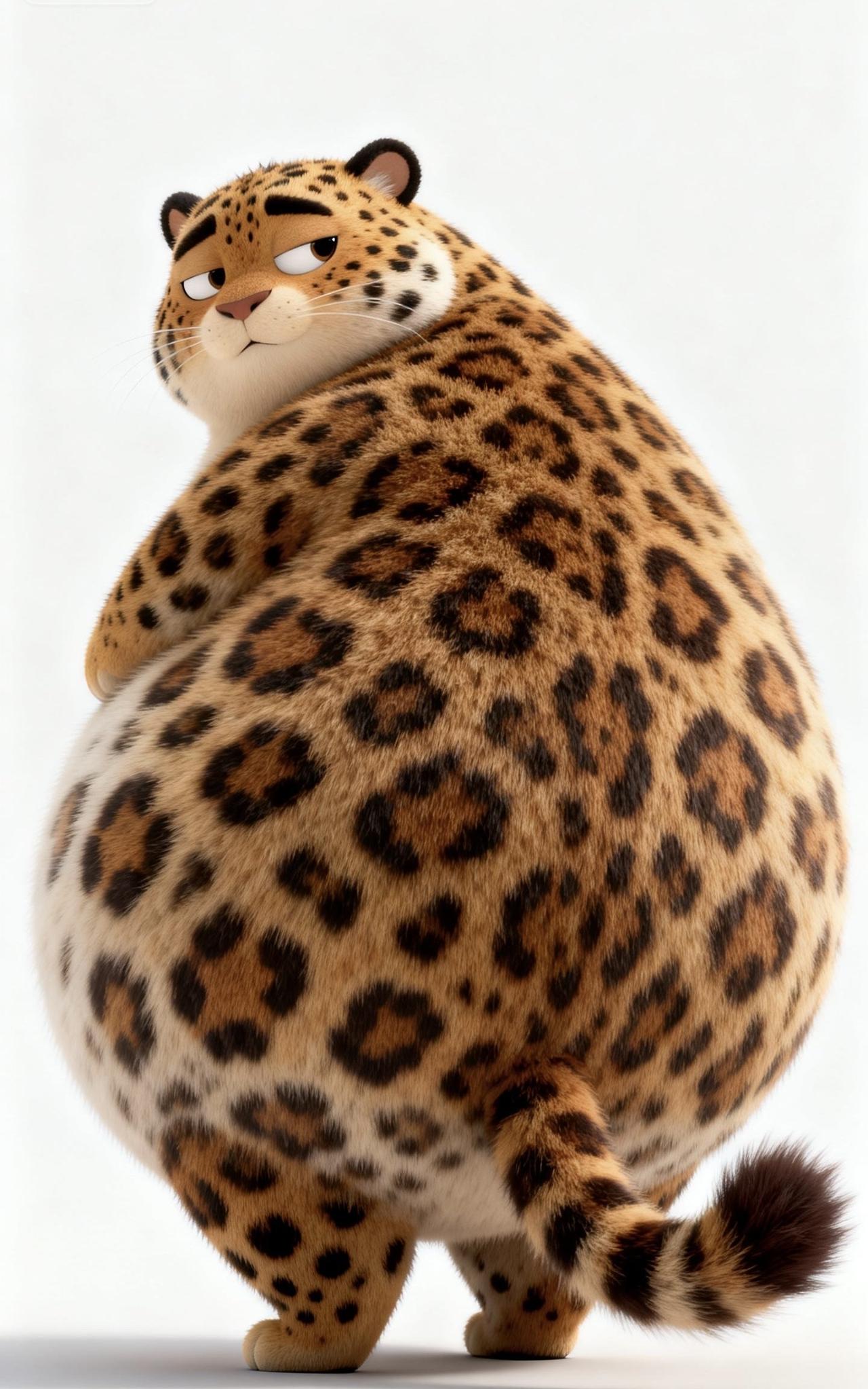 精美壁纸（704）🌈
📝纯白干净背景里，3D渲染出一只Q萌胖嘟嘟的花豹，只拍