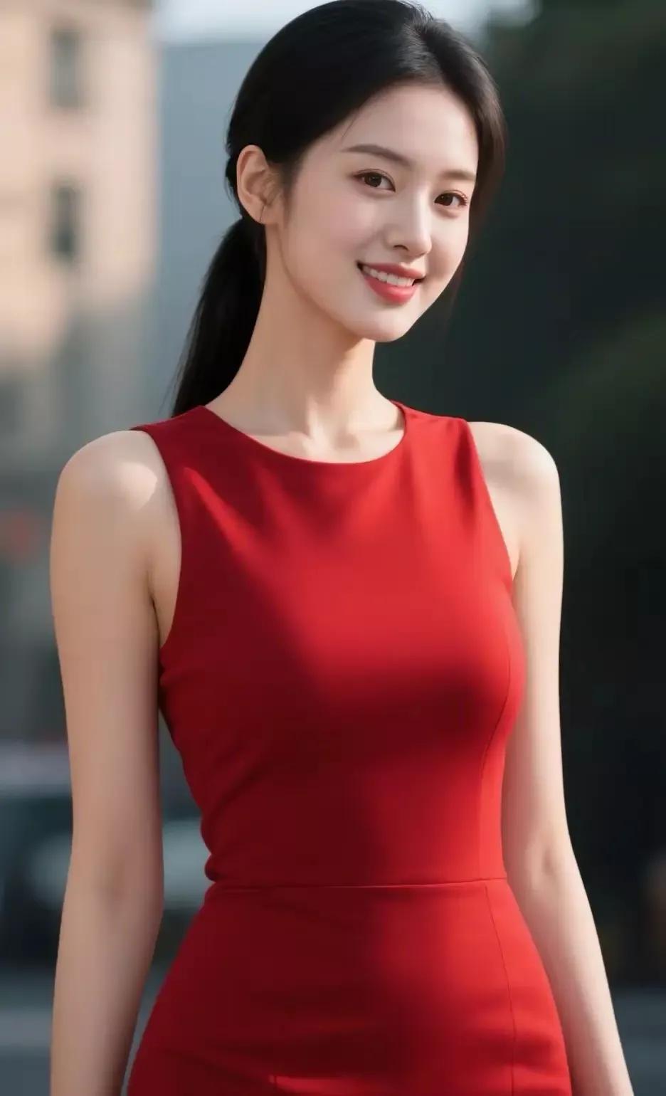 优雅红裙，都市女神，微笑的魅力！温婉红裙 红裙女郎 红裙女神 气质红裙穿搭 红裙