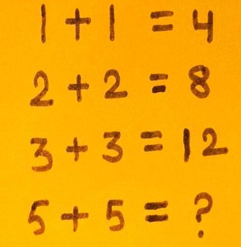 看这道数字规律题：图中给出三组等式：1+1=4、2+2=8、3+3=12，按此逻