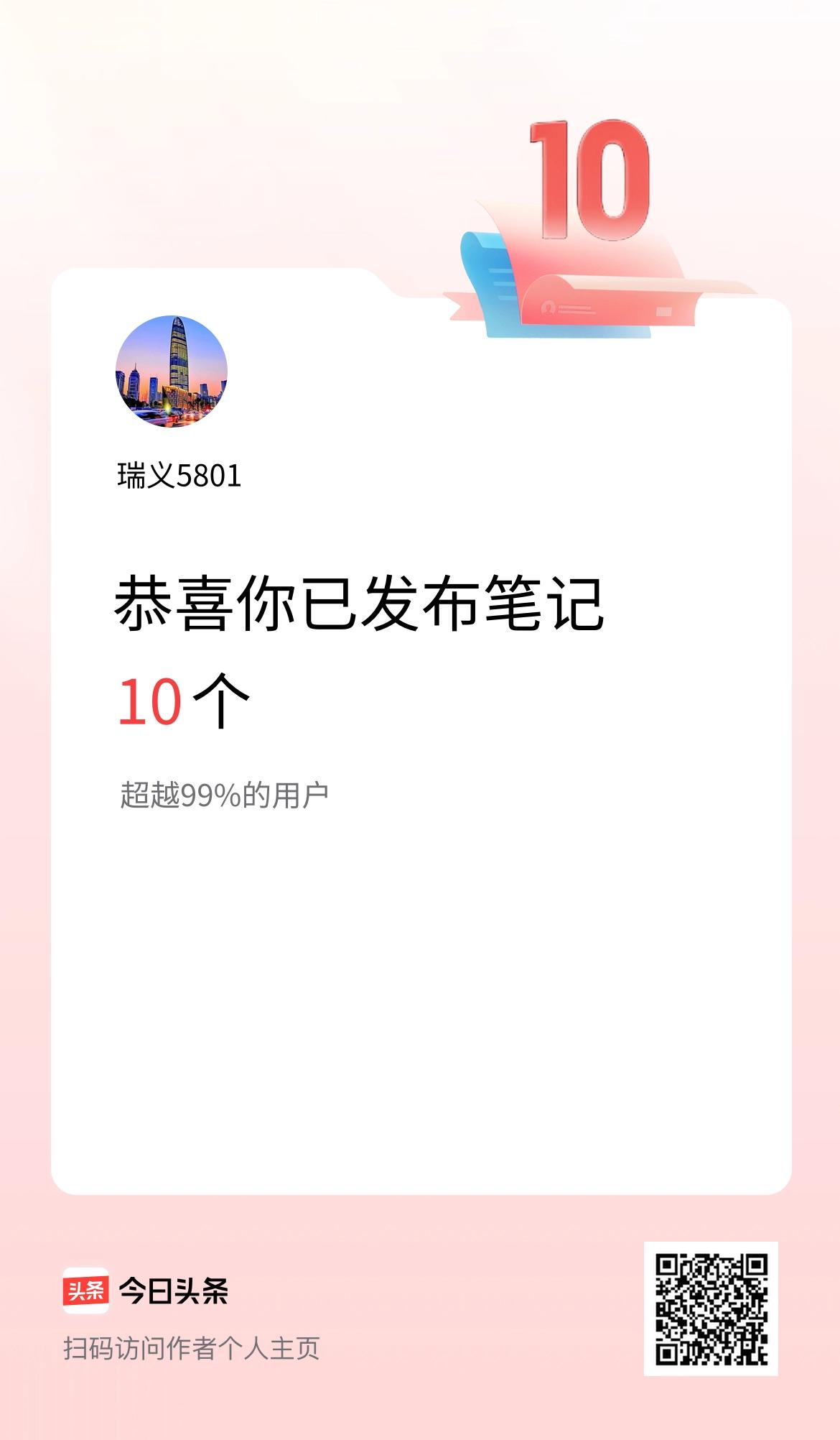 我在头条累计投稿笔记10个