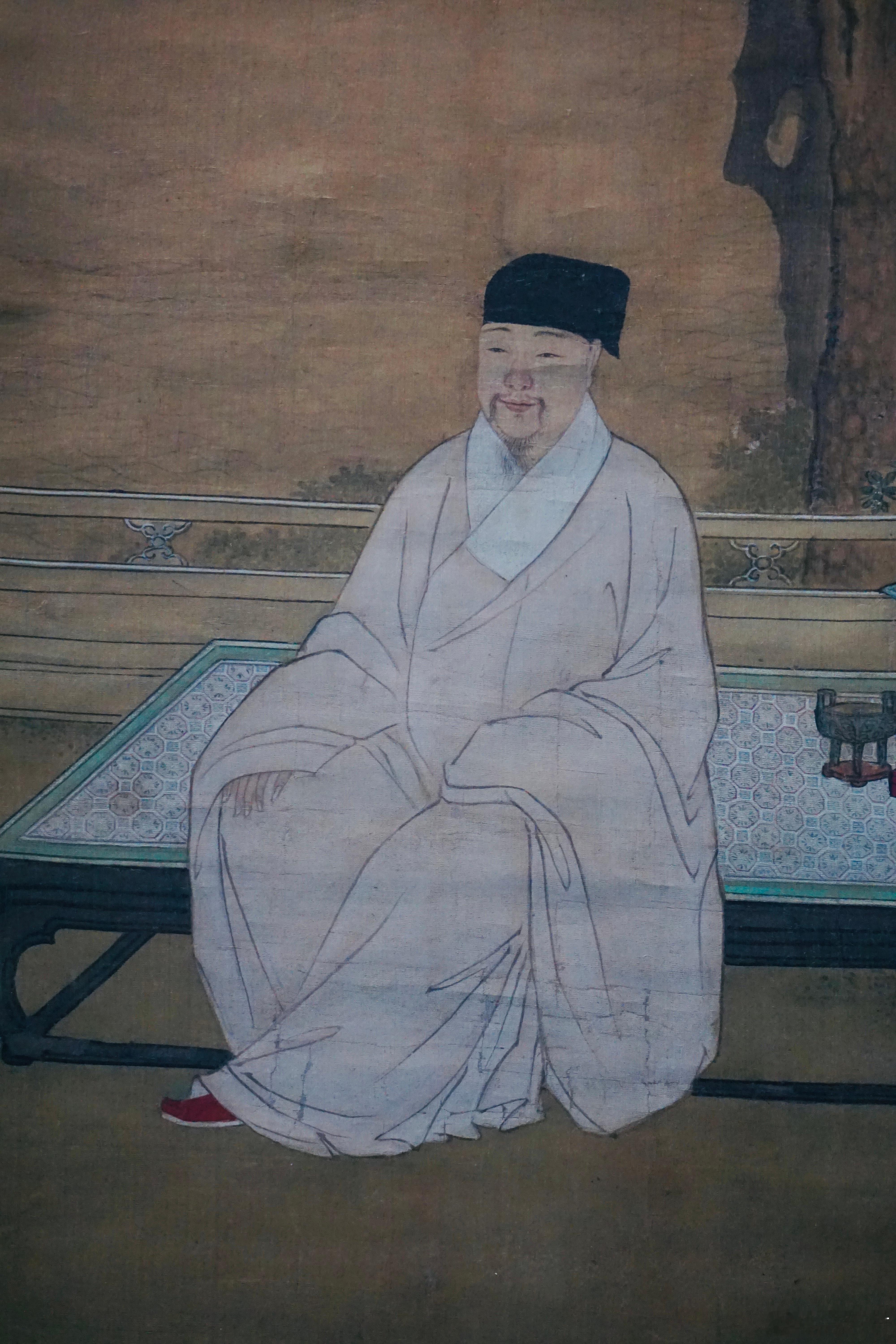 像主刘宗周穿了件浅粉色道袍 ​​​