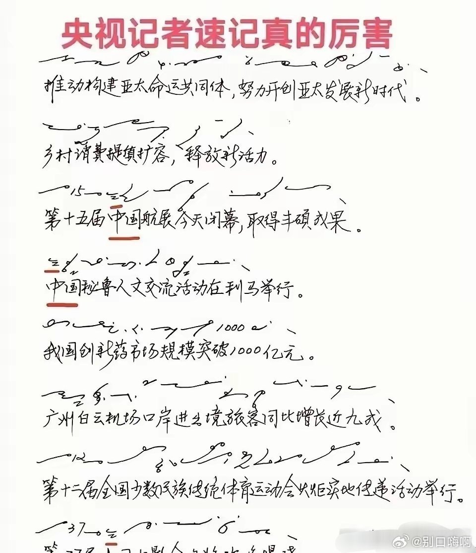 央视记者的速记本！太牛了 
