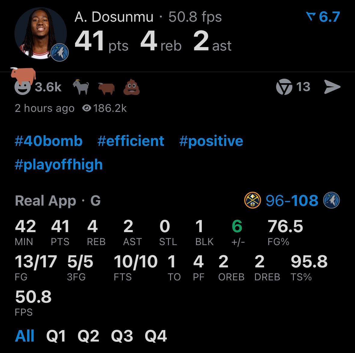 MVP，属于多森姆的一个夜晚属于整个明尼苏达的一个夜晚，拿到3-1的领先明尼苏达