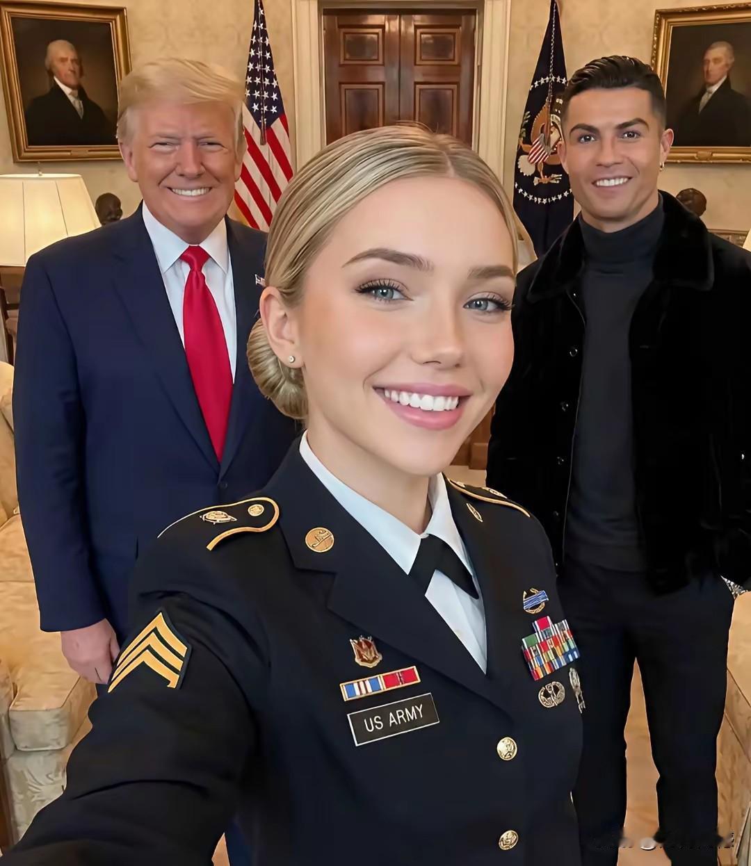 这两个女子应该是同一个人，年纪轻轻的她，就能谋得一份这样的好工作，这是非常难得的