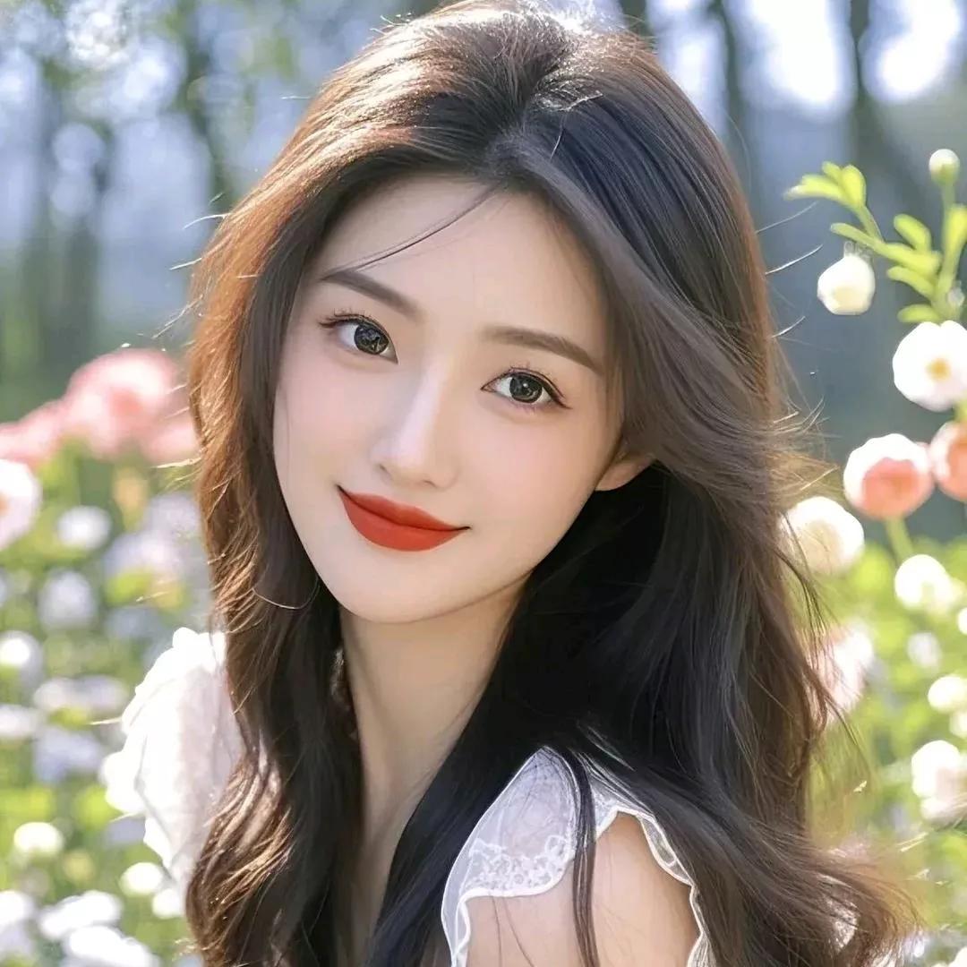 少女在花丛中微笑，惊艳了整个春天！少女感微笑女孩 少女的笑容 美少女的微笑 小姑