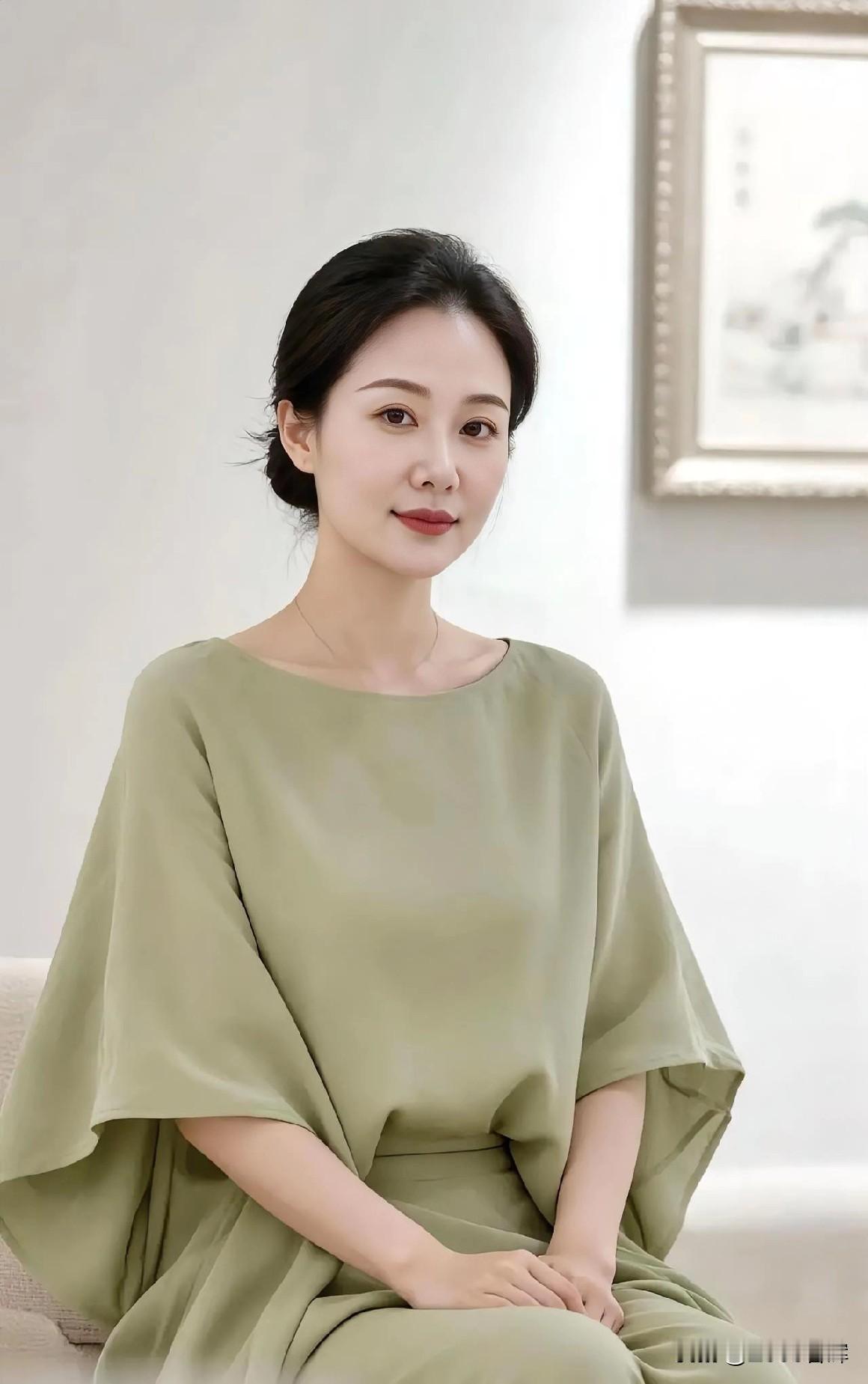 苔绿曳静影，素衣裹禅心。

发绾如云驻，眸光似水吟。

浅墙为画纸，美在淡中深。