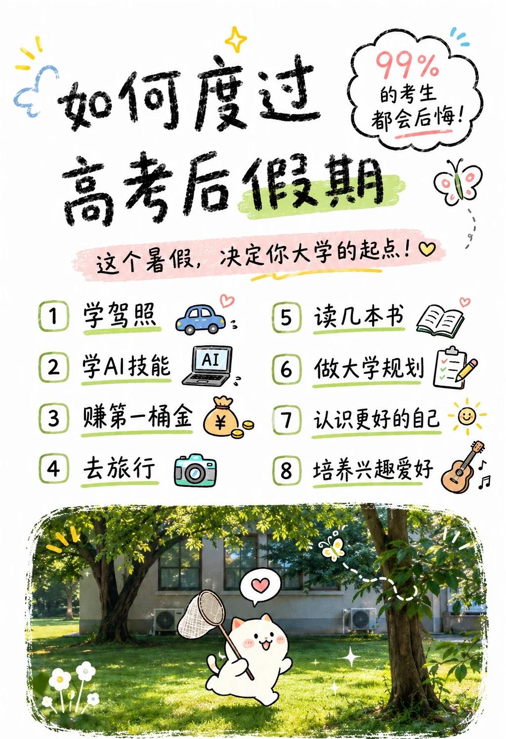 写给刚结束高考的你📮
高考结束后的这个暑假真的很特别。
没有作业、
没有考试、
