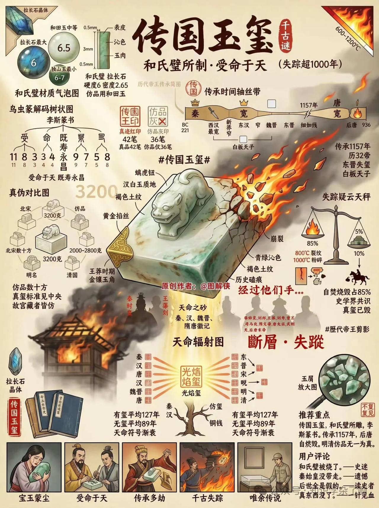 华夏历史上十二件顶级国宝，全都成了千古悬案。
秦始皇十二金人、传国玉玺、和氏璧、