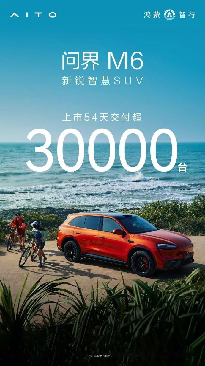 23万纯电SUV卷王问界M6目前已经累计交付突破3万台，势头还是相当猛的。紧接着