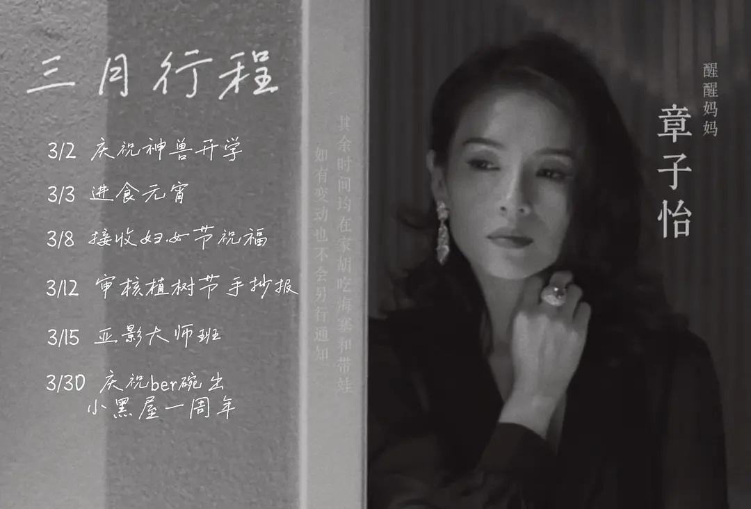 章子怡三月行程图