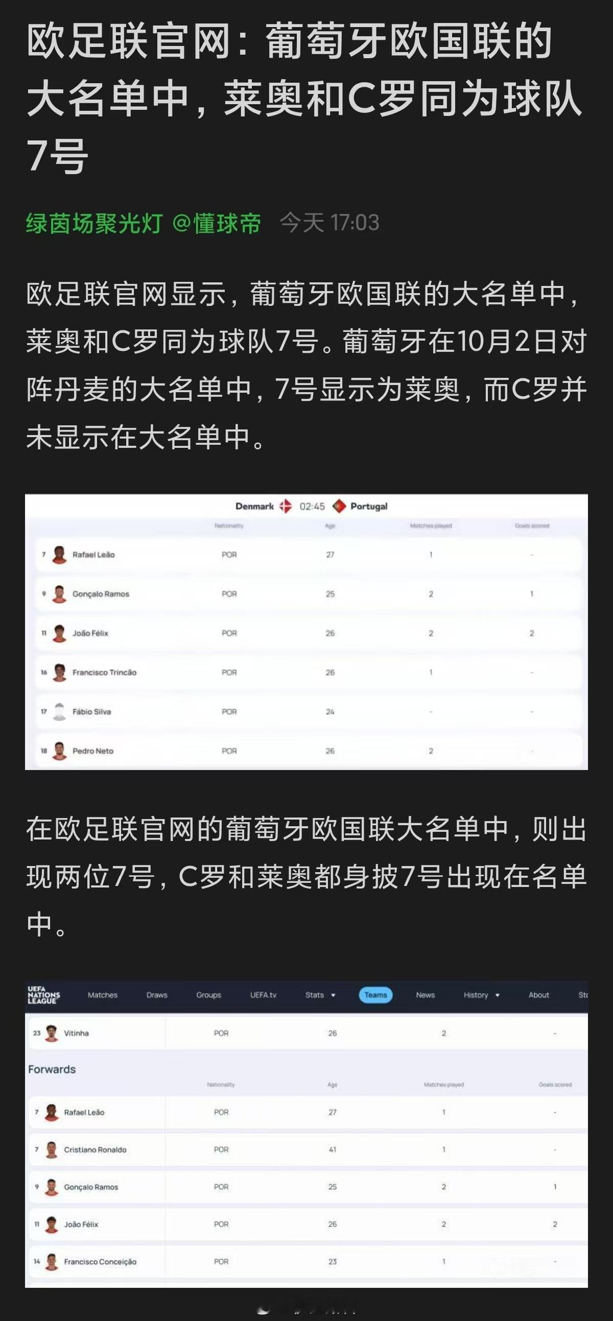葡萄牙7号更换为莱奥莱奥，你等着！ ​​​​葡萄牙还想不想卖球衣！搞不搞得懂谁最
